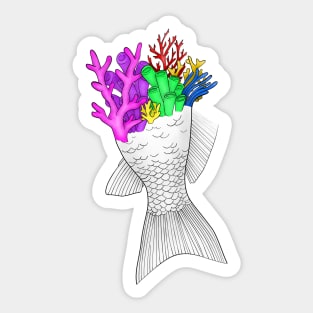 Surrealism Coral Fish Sticker